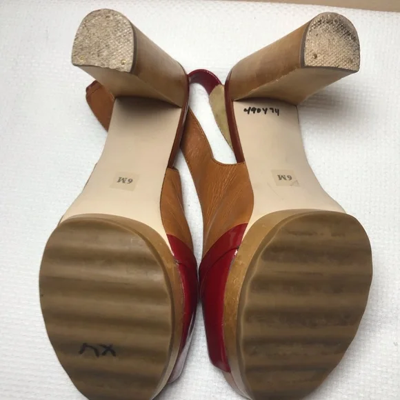 MICHAEL KORS women's platform sandals red/tan Open toe chunky size 6 M - Picture 14 of 14